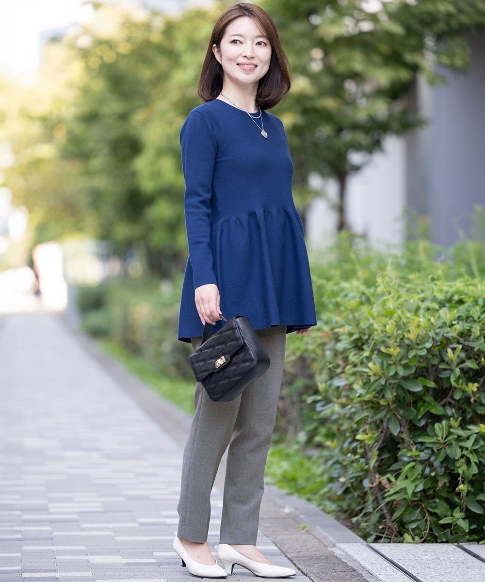 23区 S 【Sサイズ限定】ヴィスコースストレッチ ペプラムデザイン ニット 