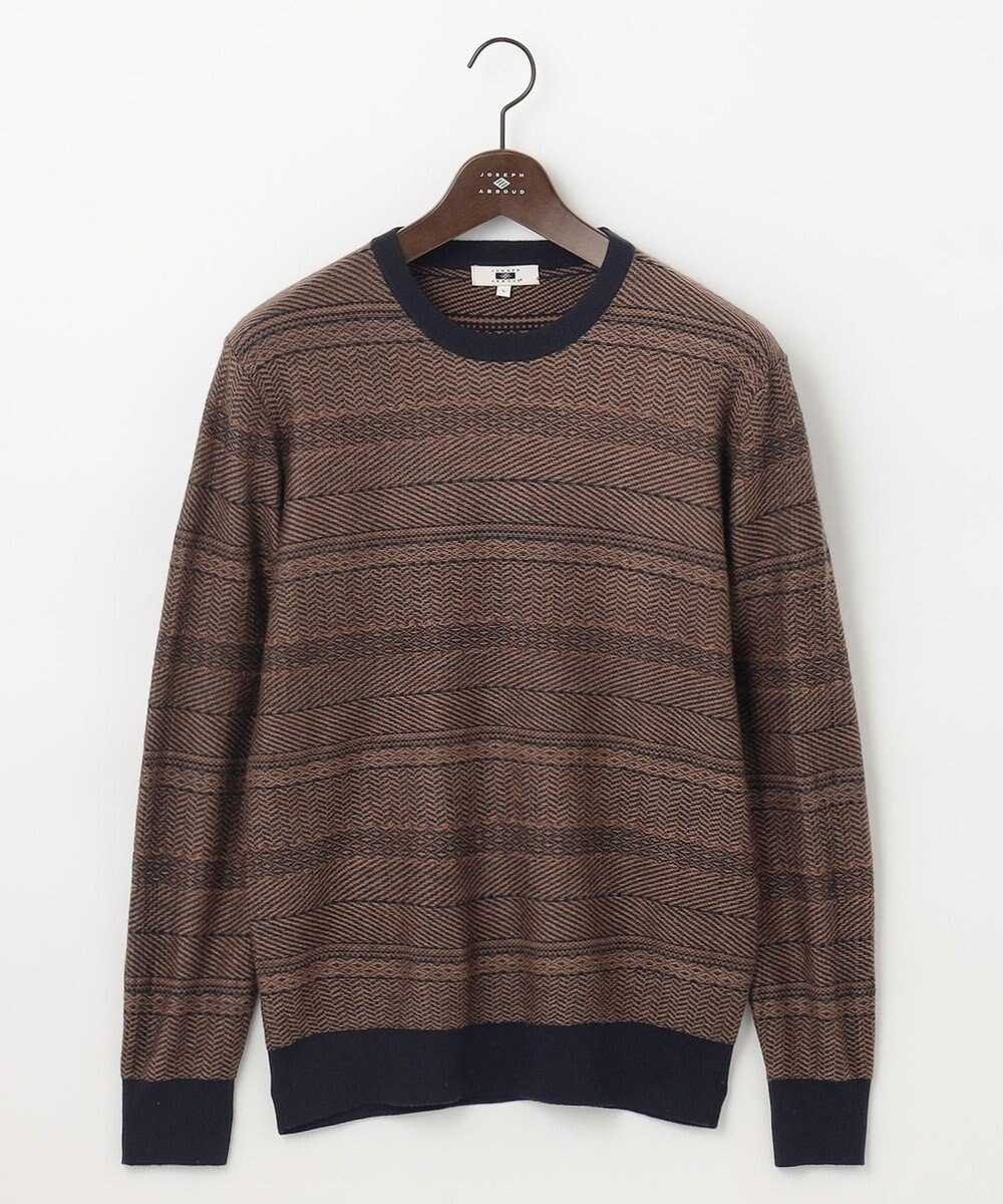 JOSEPH ABBOUD 【ストレッチ/スウェードタッチ/JAPANファブリック】ジャガード柄 プルオーバー ニット 