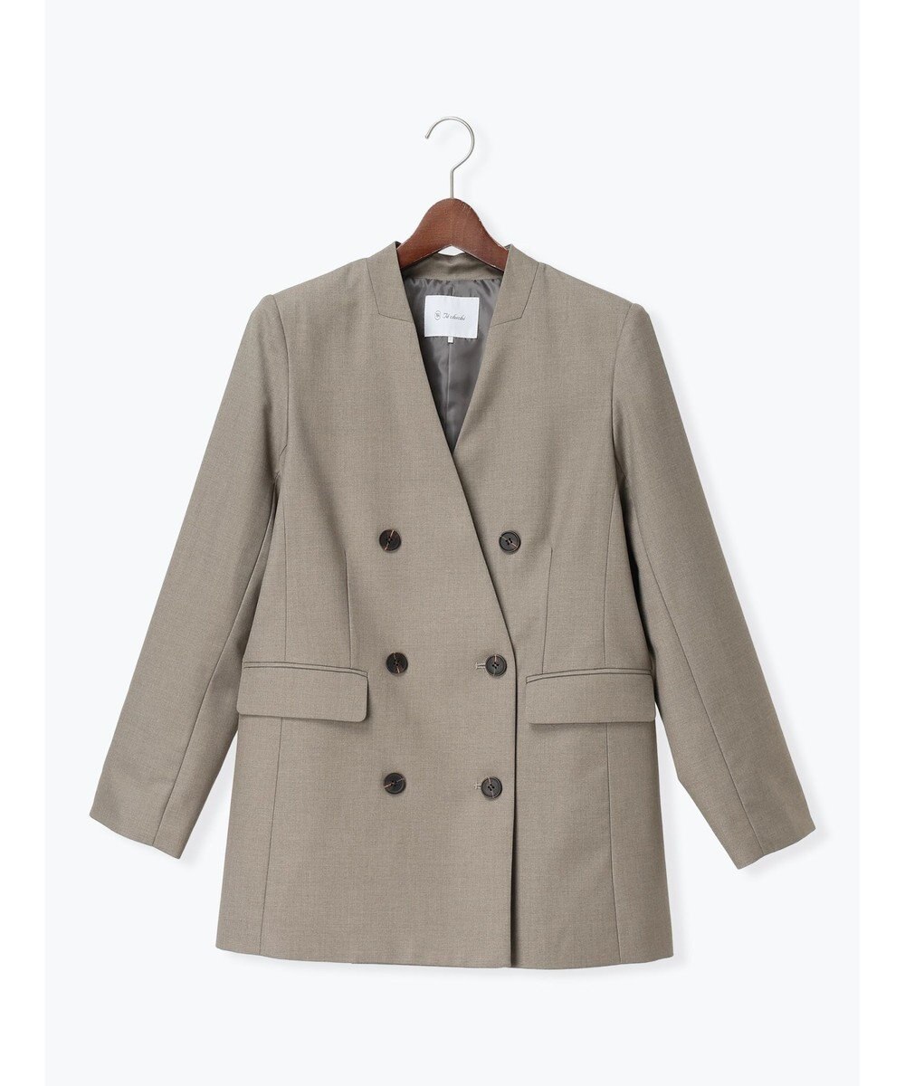 Te chichi ノーカラーダブルブレストジャケット 