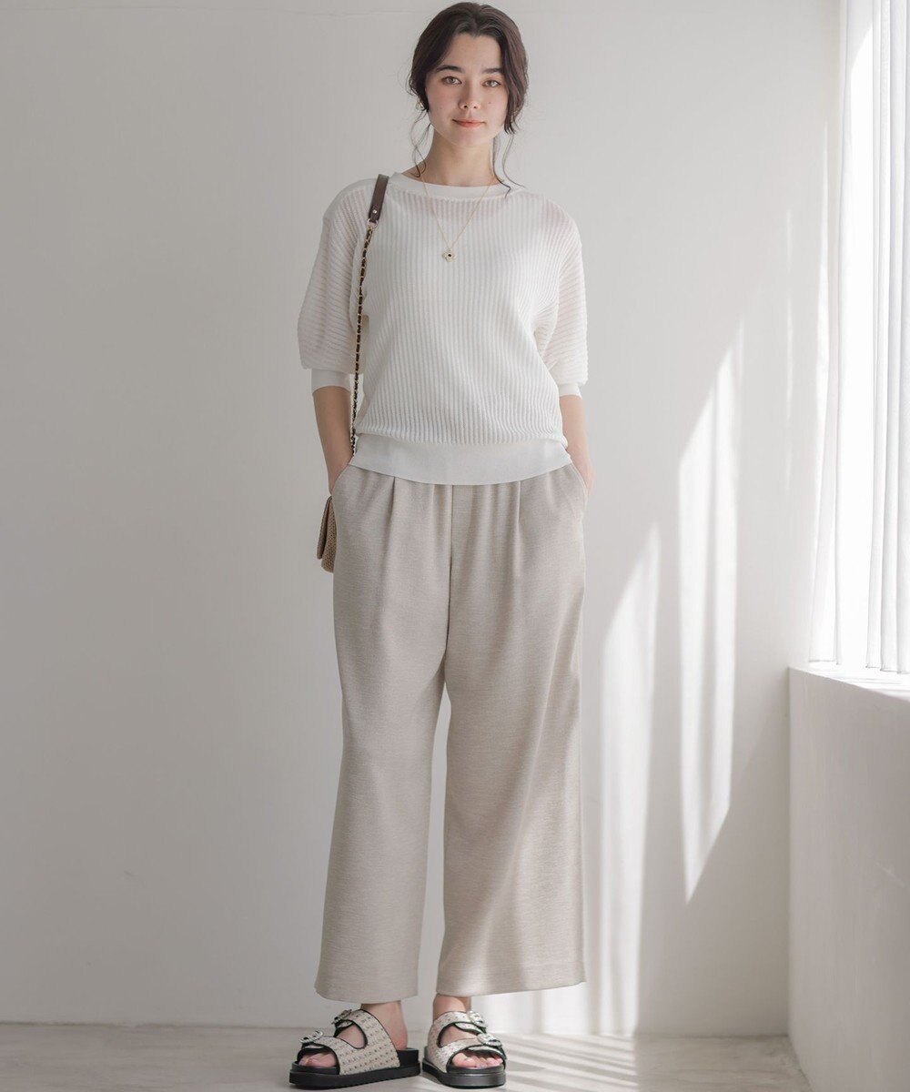 組曲 ライトリネンライクイージーワイド パンツ 