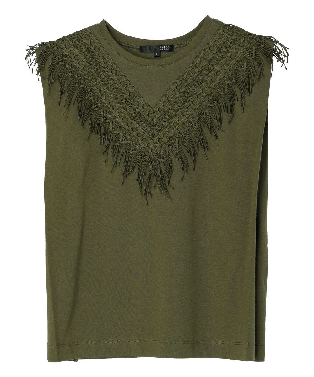 Green Parks ・ＳＵＧＡＲ　ＳＰＯＯＮ　フリンジフレンチＴシャツ 