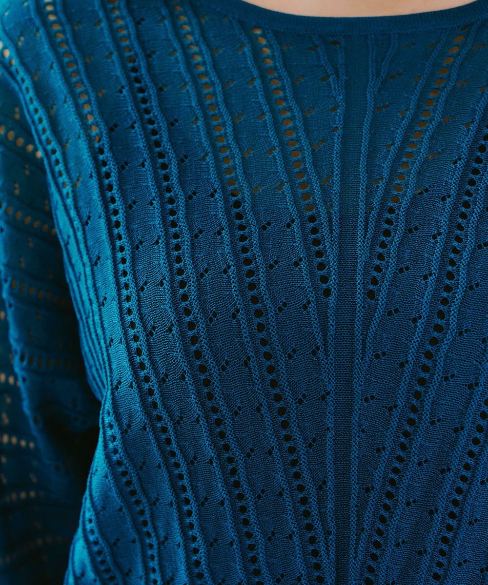 Tiaclasse 【洗える】透かし編みドルマンニットトップス 