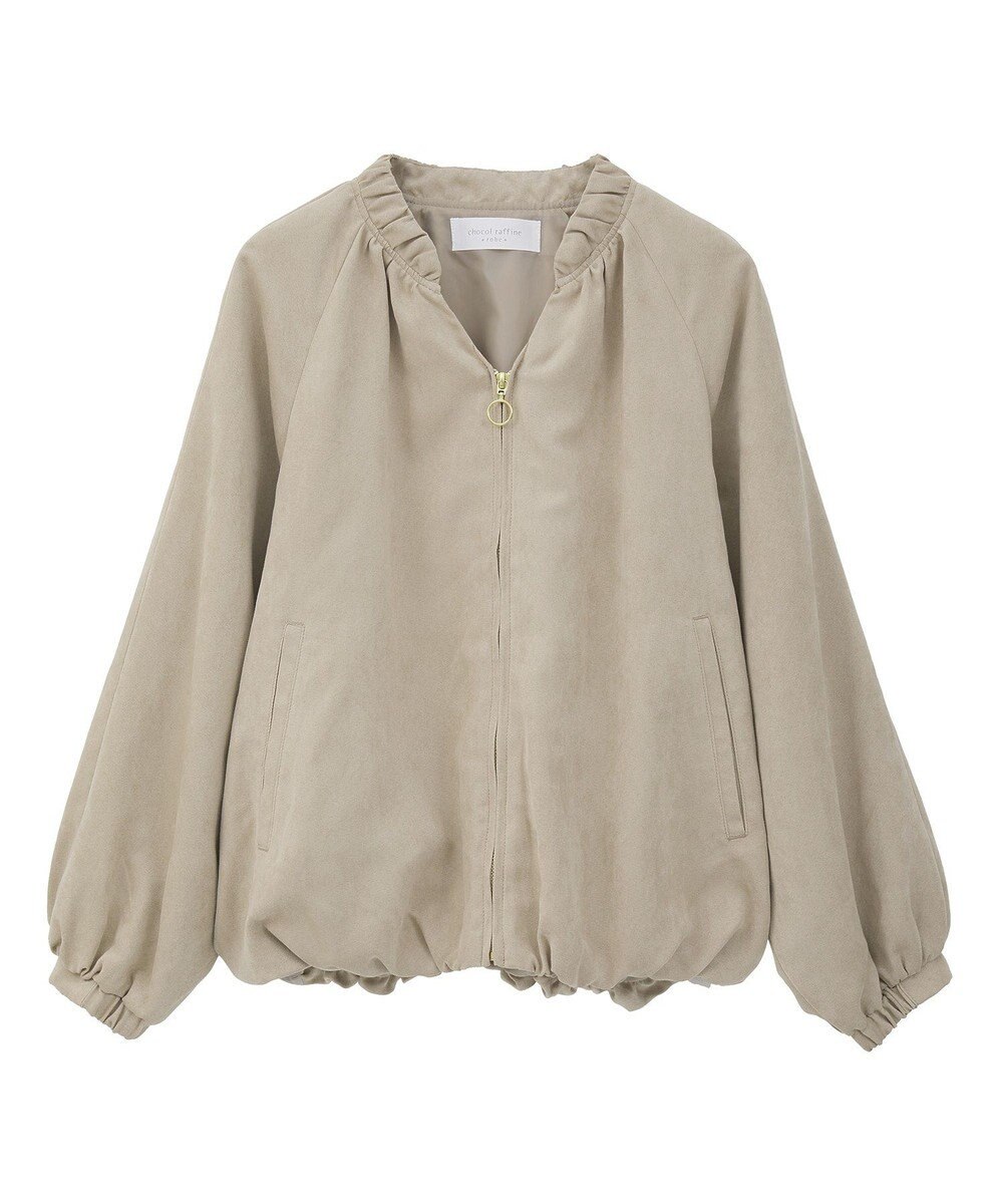 Green Parks スウェードライクギャザーブルゾン 