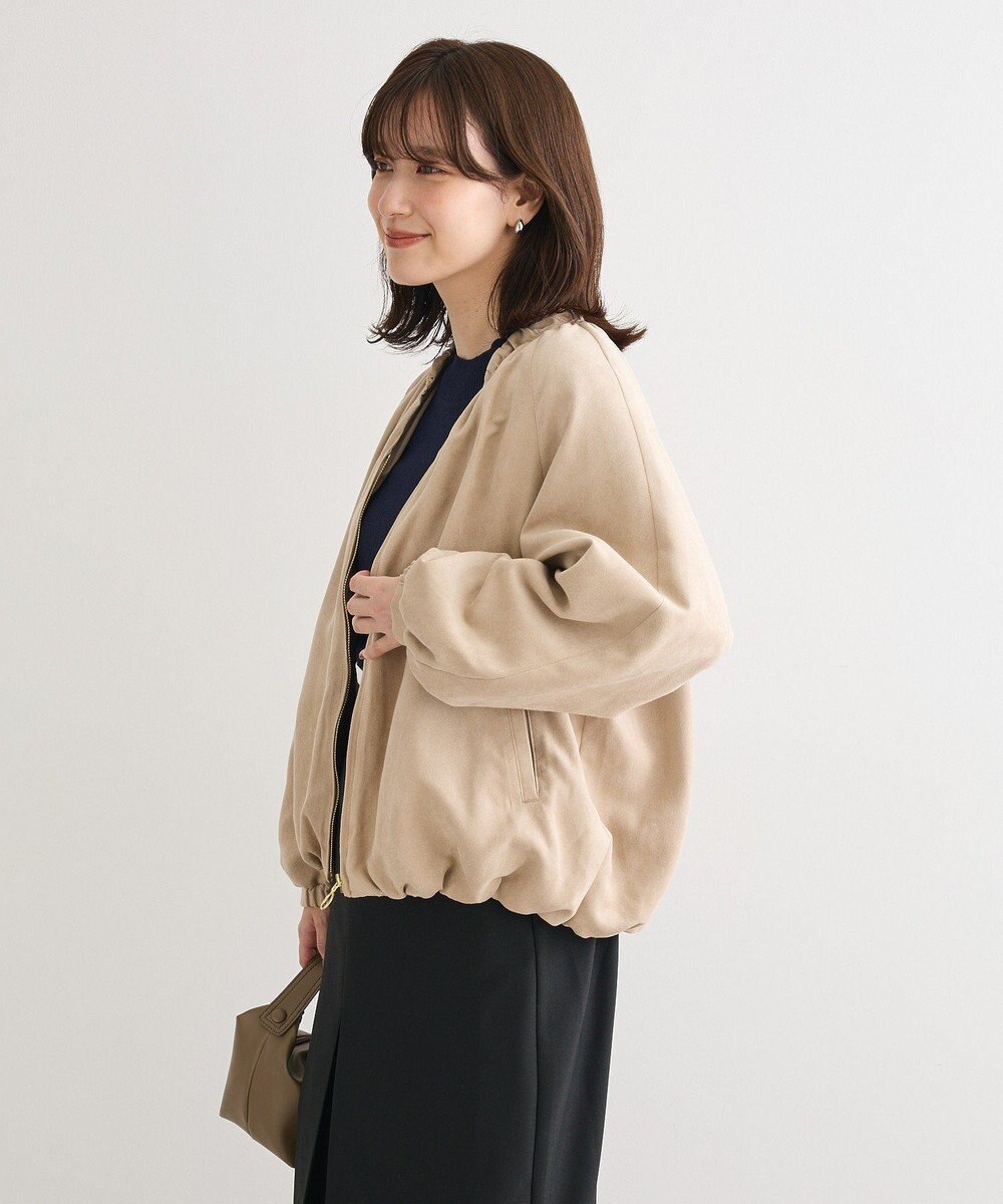 Green Parks スウェードライクギャザーブルゾン 