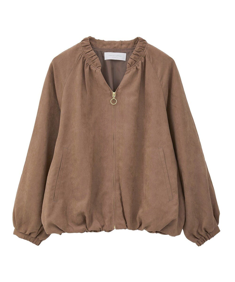 Green Parks スウェードライクギャザーブルゾン 