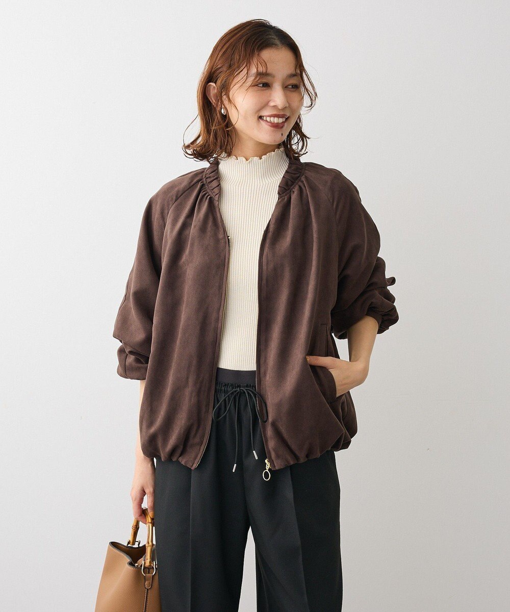 Green Parks スウェードライクギャザーブルゾン 