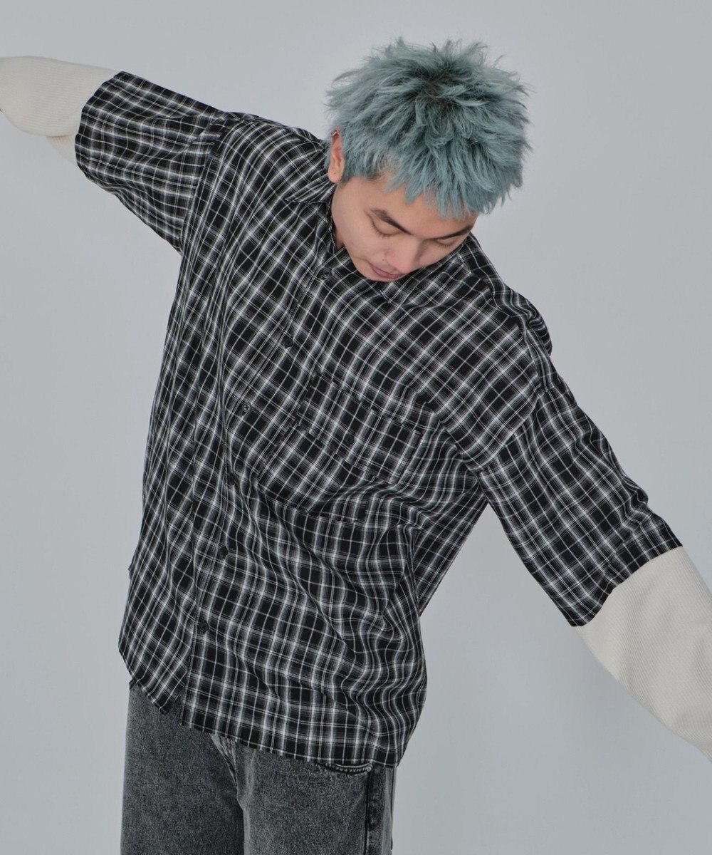 WEGO 【ユニセックス着用ITEM/MLサイズ展開】チェックレイヤードシャツ（LS） 
