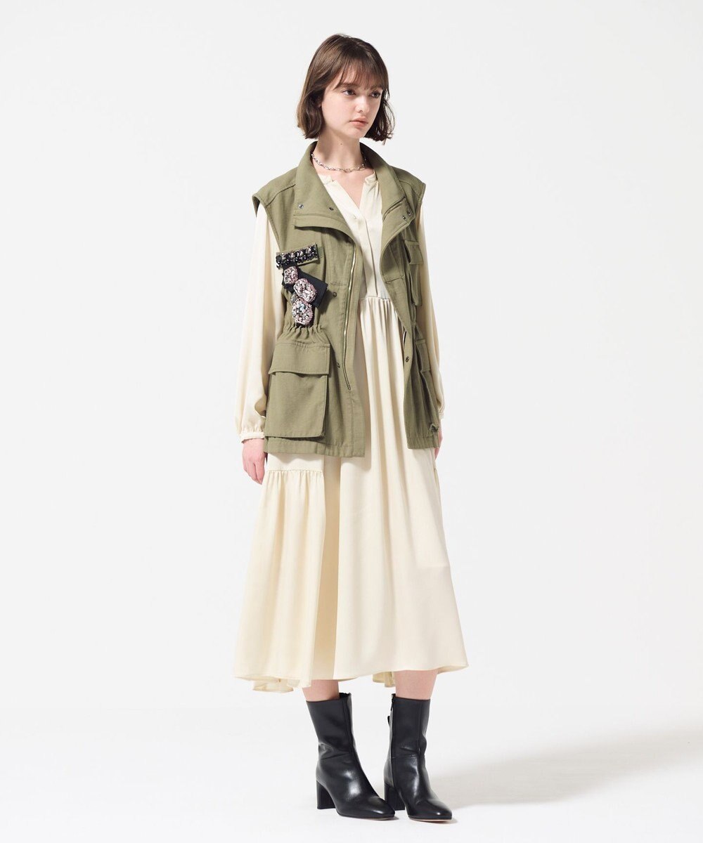 GRACE CONTINENTAL ビジューアーミーベスト 