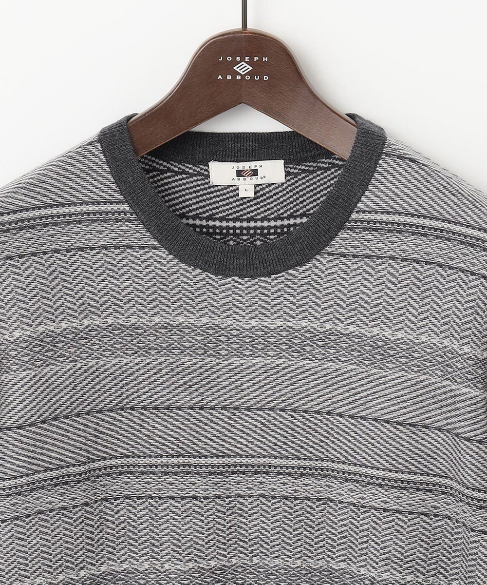 JOSEPH ABBOUD 【ストレッチ/スウェードタッチ/JAPANファブリック】ジャガード柄 プルオーバー ニット 
