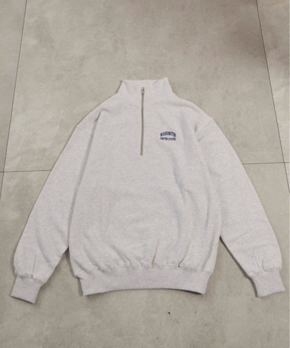 WEGO 【ANGIE VINTAGE】ワンポイント刺繍ハーフZIPスウェットプルオーバー 