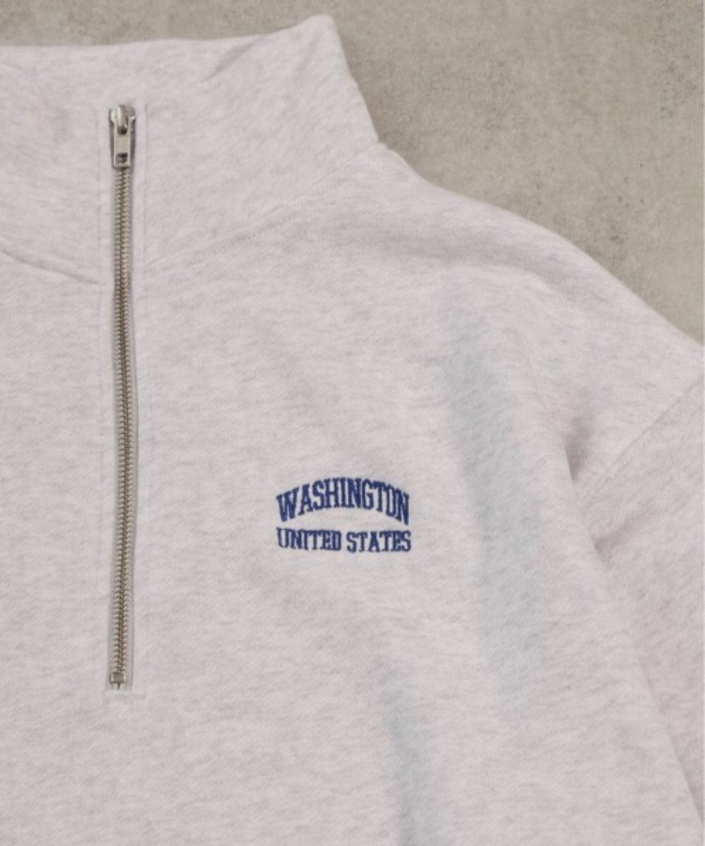 WEGO 【ANGIE VINTAGE】ワンポイント刺繍ハーフZIPスウェットプルオーバー 