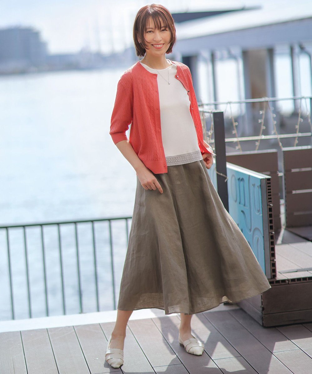 J.PRESS LADIES 【アンサンブル着用可】Vis/Peスパーク クルーネック カーディガン 