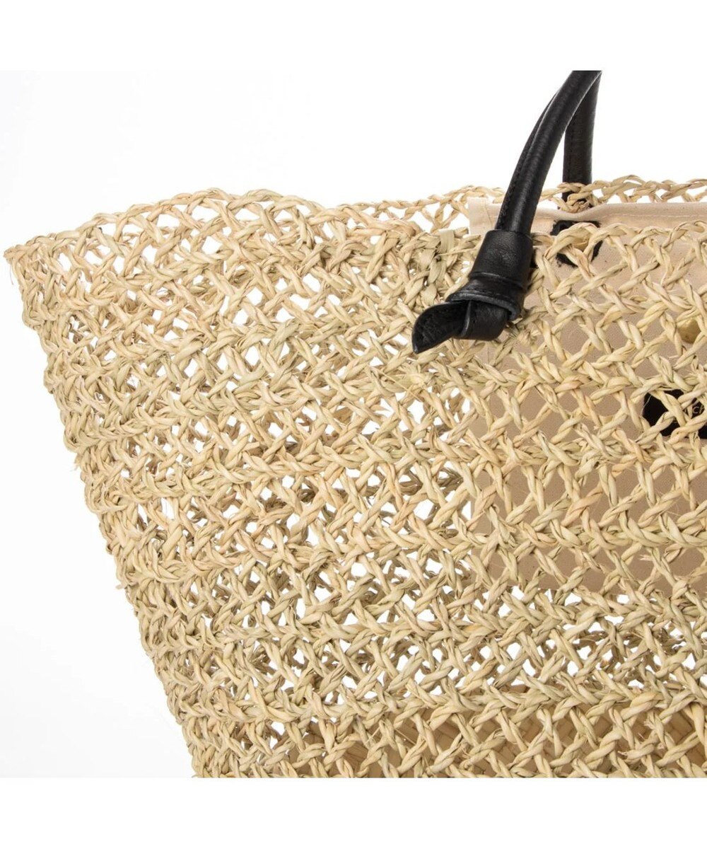 UNBILLION perche モロッコ椰子透かし編み×姫路レザー結びハンドルカゴバッグ 