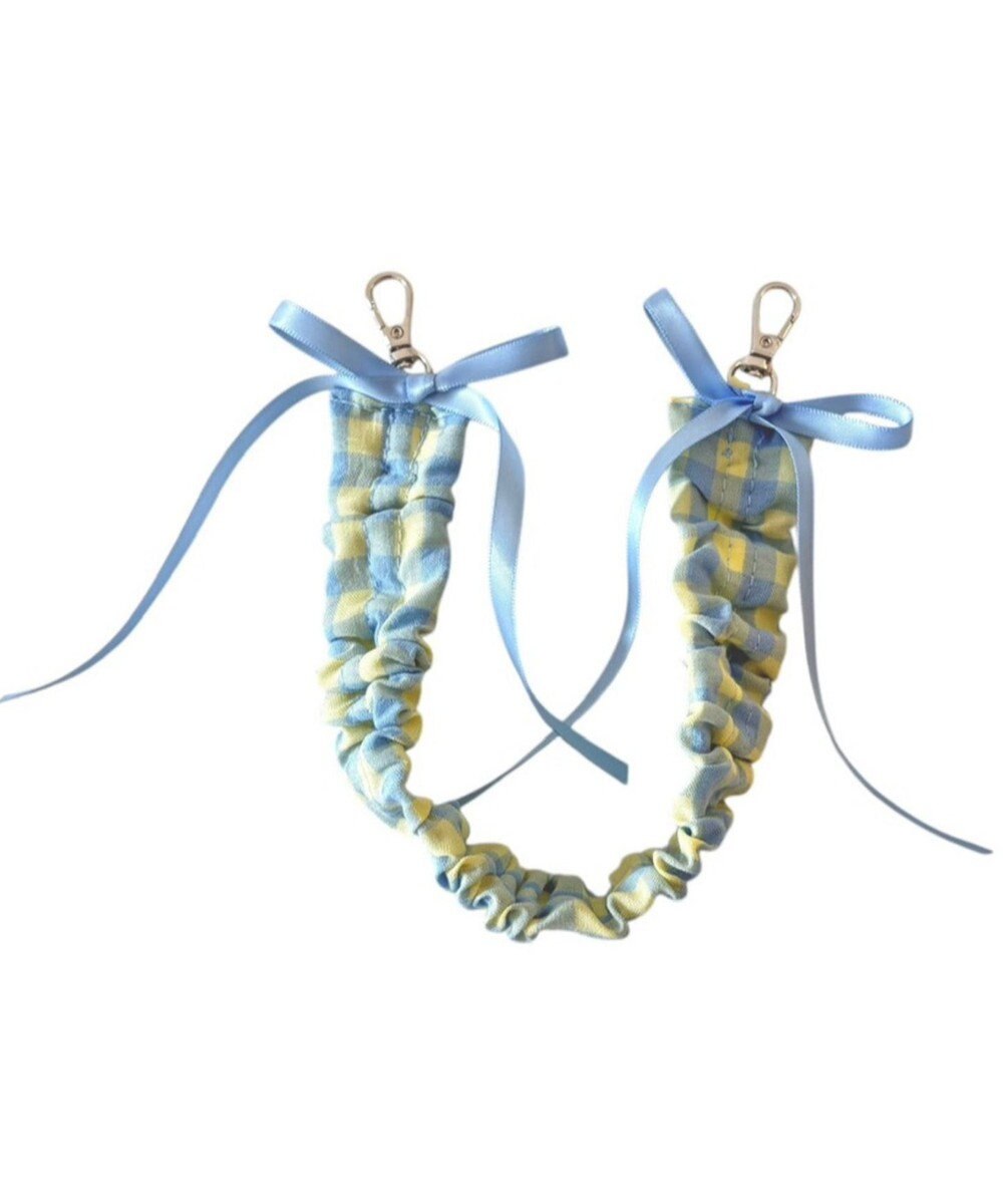 WEGO チェックリボンくしゅくしゅハンドストラップ 