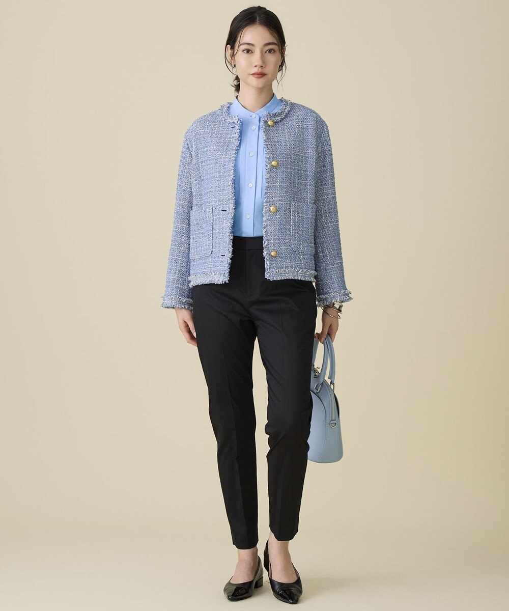 自由区 ファンシーノットツイードノーカラー ジャケット 