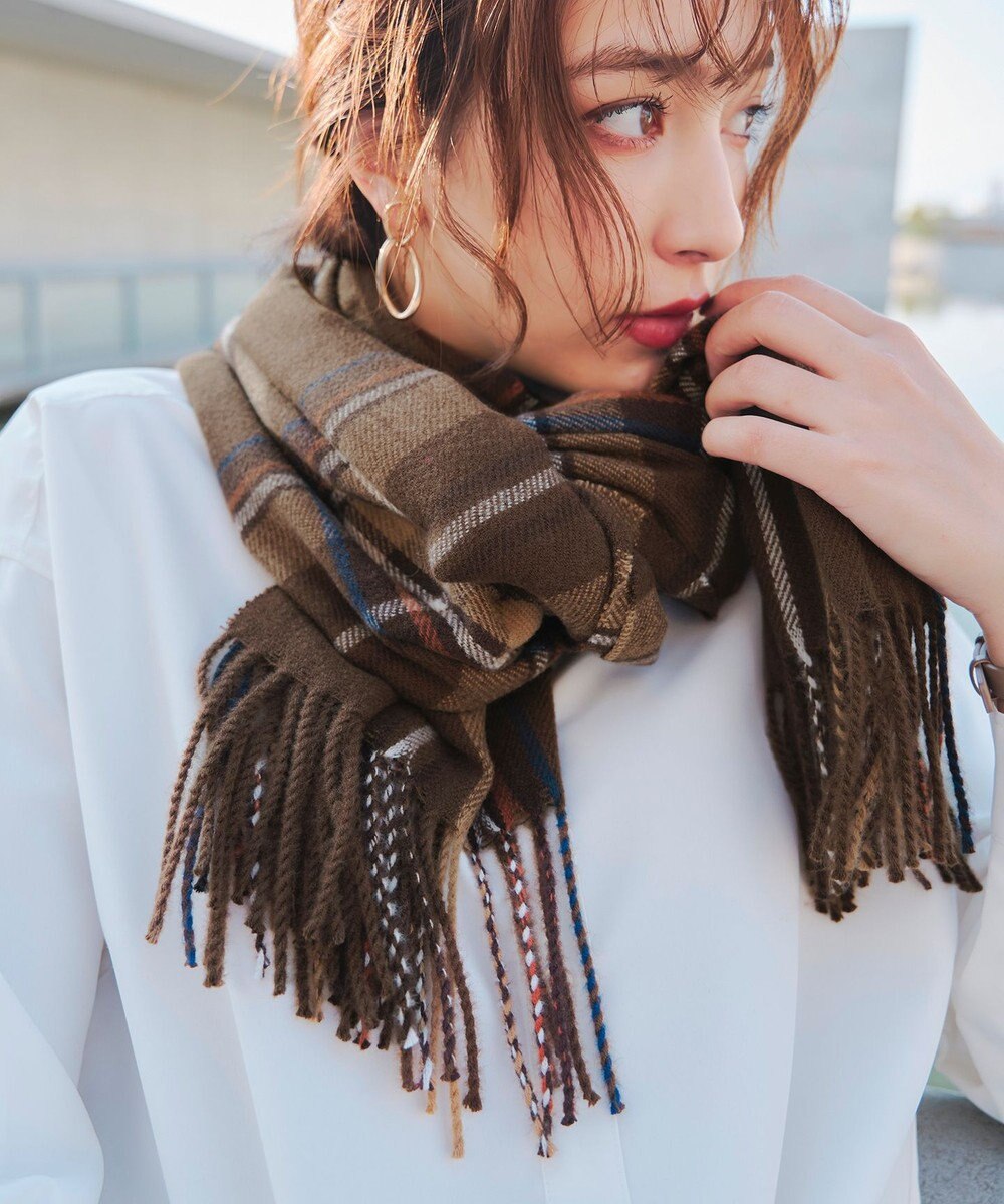 Tiaclasse 【安田美沙子さん着用】ウール混チェックマフラー 
