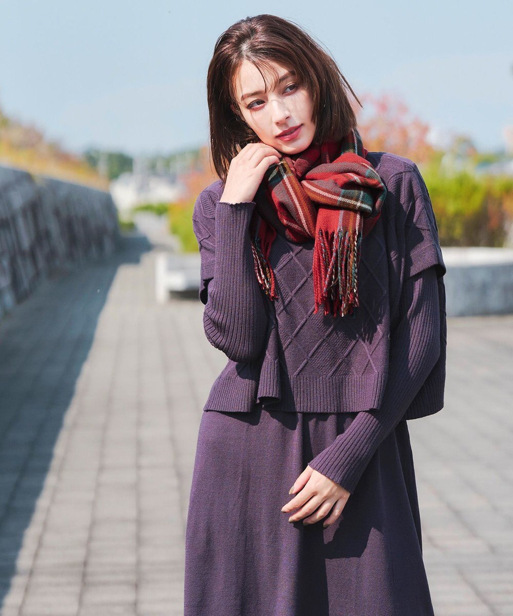 Tiaclasse 【安田美沙子さん着用】ウール混チェックマフラー 