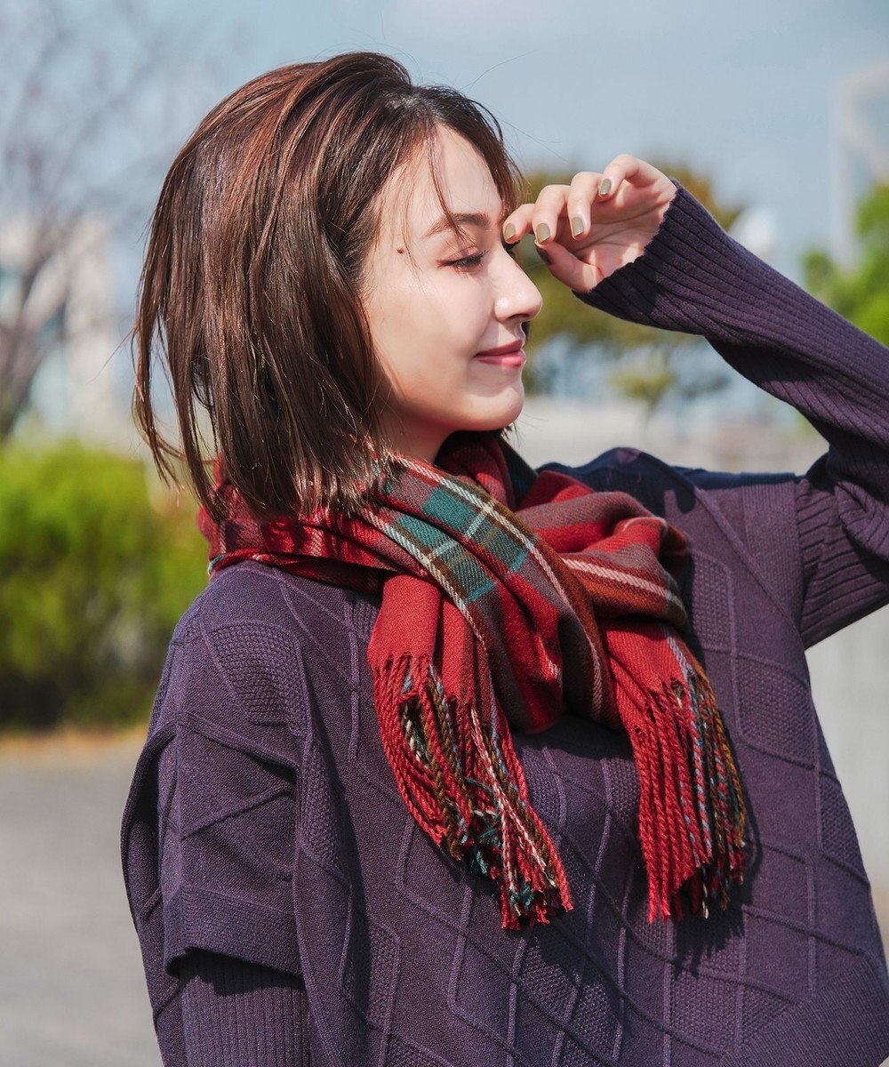 Tiaclasse 【安田美沙子さん着用】ウール混チェックマフラー 