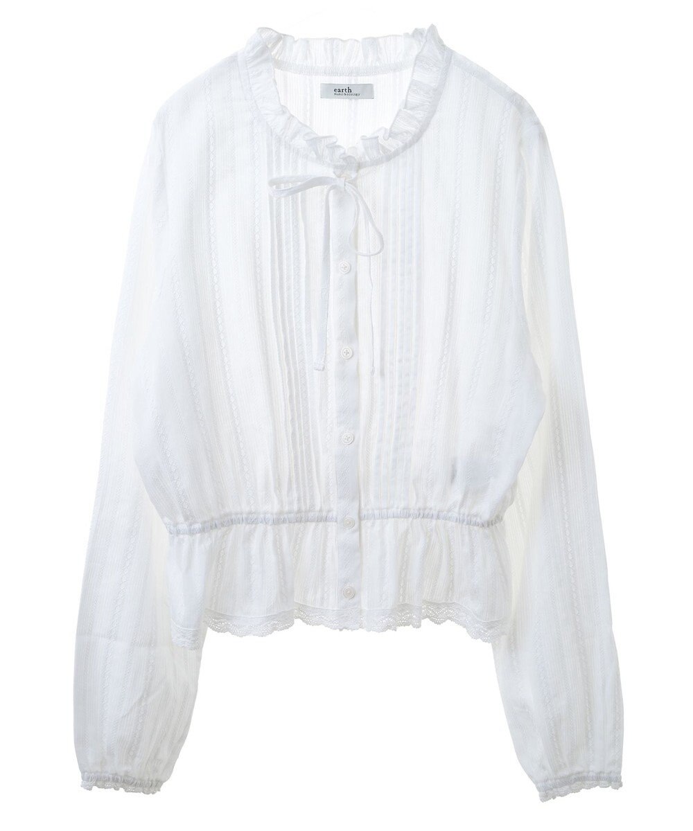 earth music&ecology ピンタックフリルブラウス 