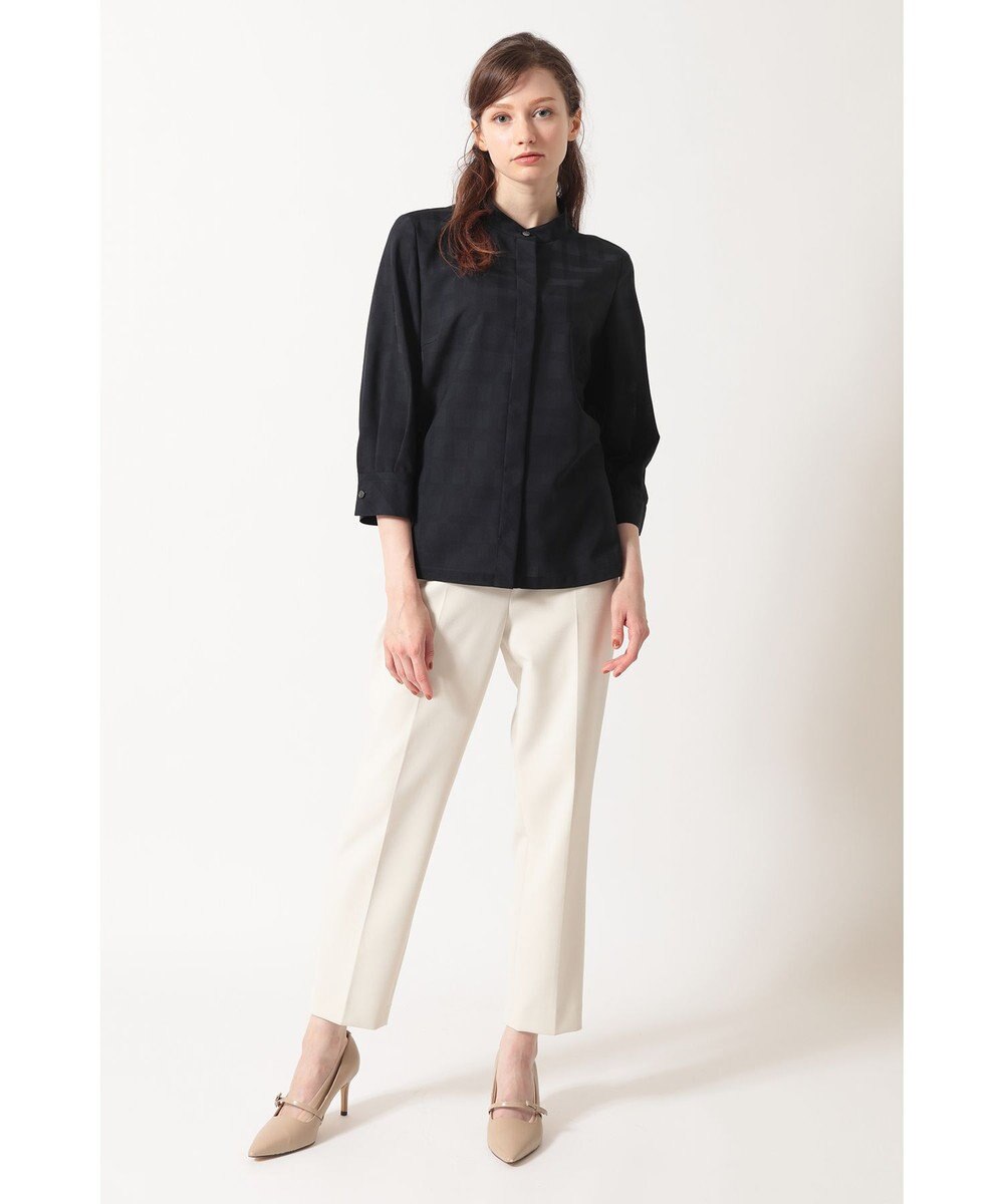 DAKS シャドーチェック 7分袖オーバーシャツ 