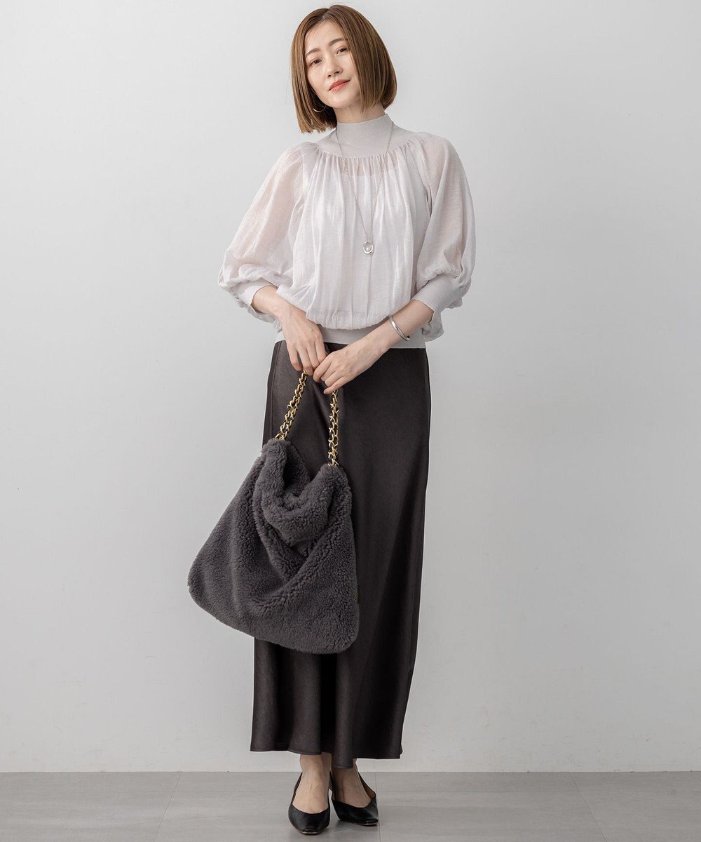 23区 【洗える】シアーギャザー ハイネック ニット 