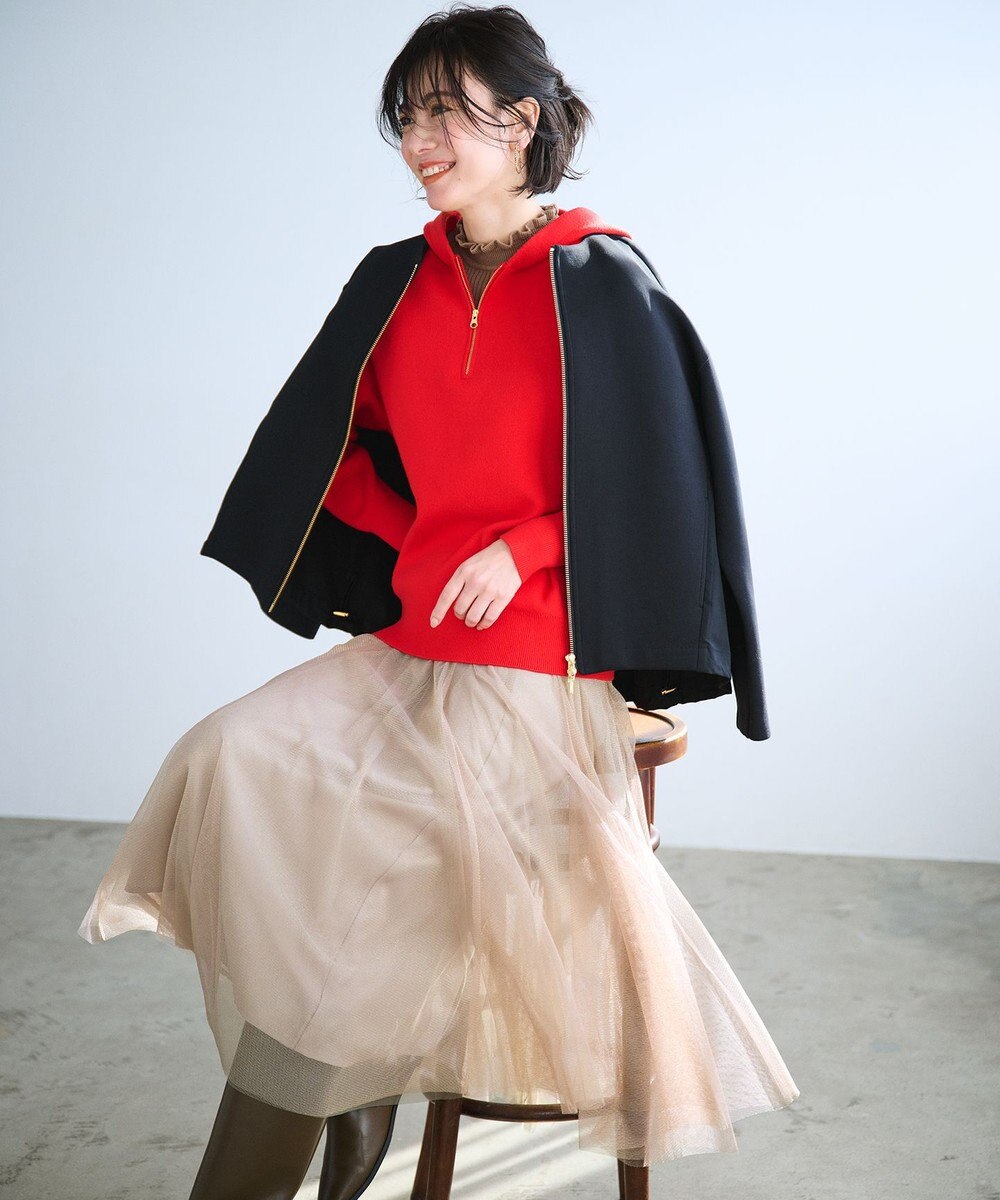 ANY L ハーフジップニットフーディー 