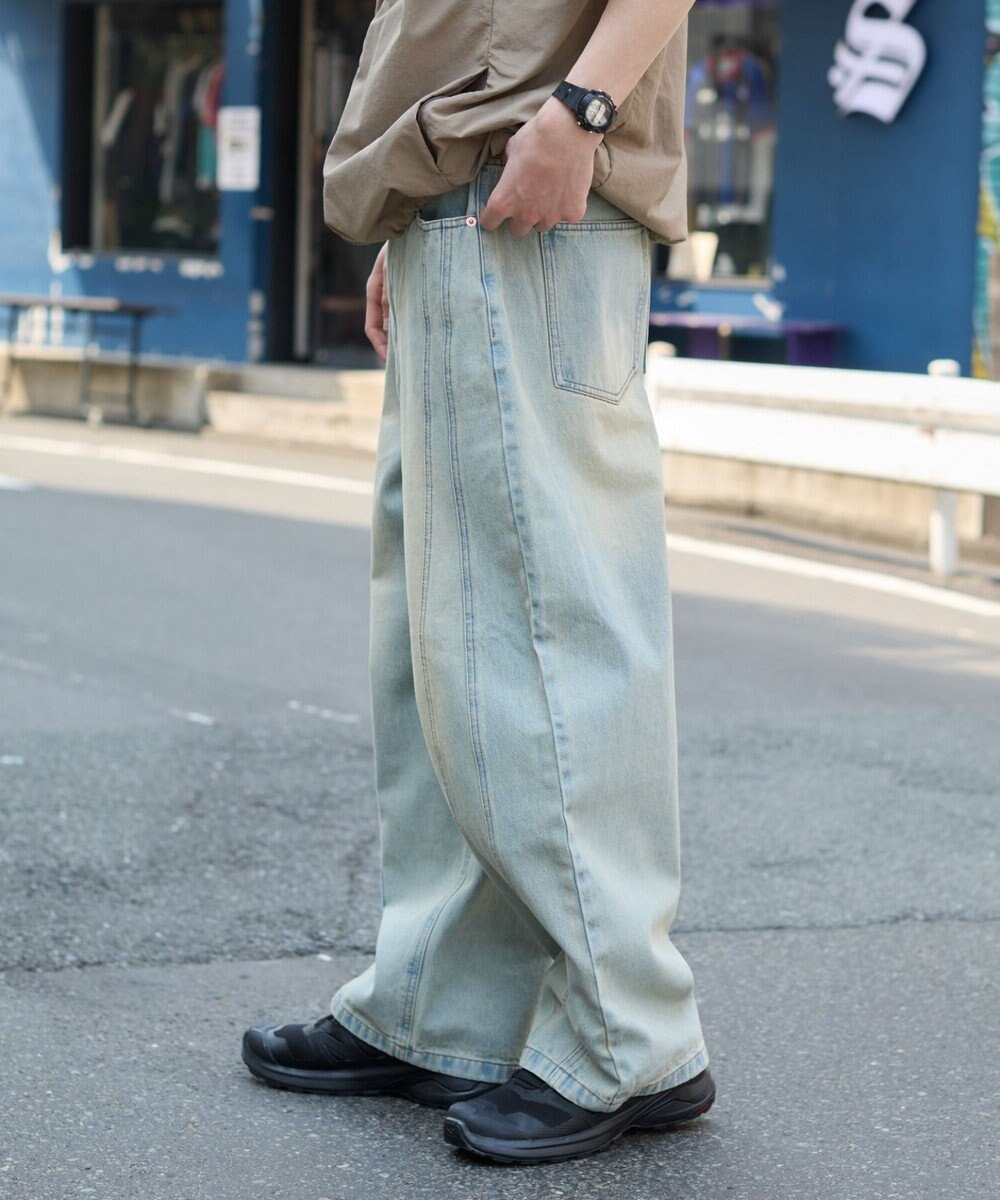 WEGO 【SMLサイズ展開】イージー3Dバレルレッグデニムパンツ 