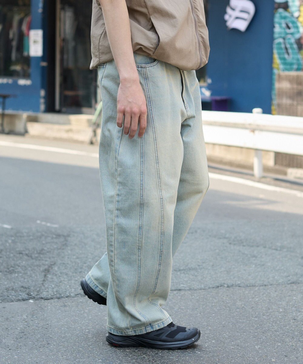 WEGO 【SMLサイズ展開】イージー3Dバレルレッグデニムパンツ 