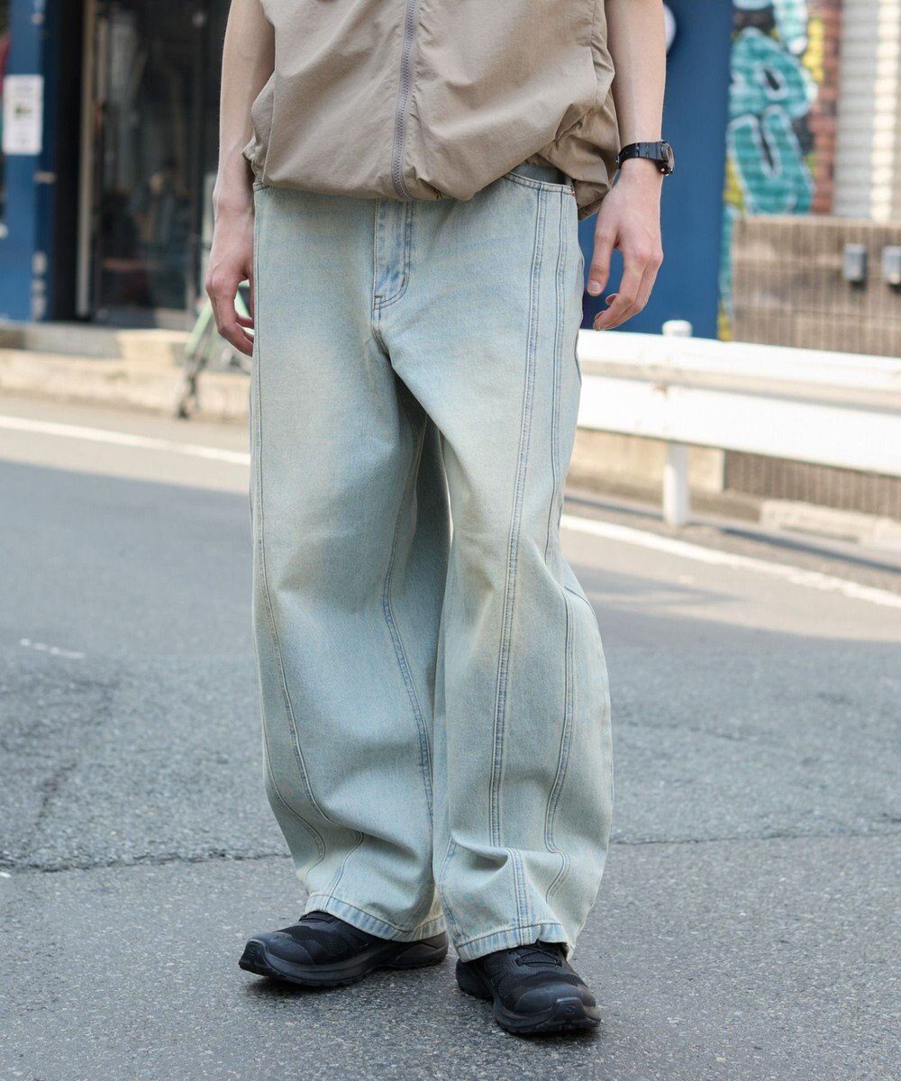 WEGO 【SMLサイズ展開】イージー3Dバレルレッグデニムパンツ 