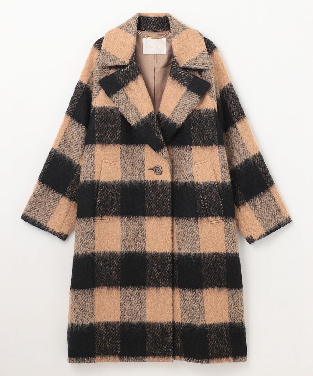 GRACE CONTINENTAL シャギーチェックチェスターコート 