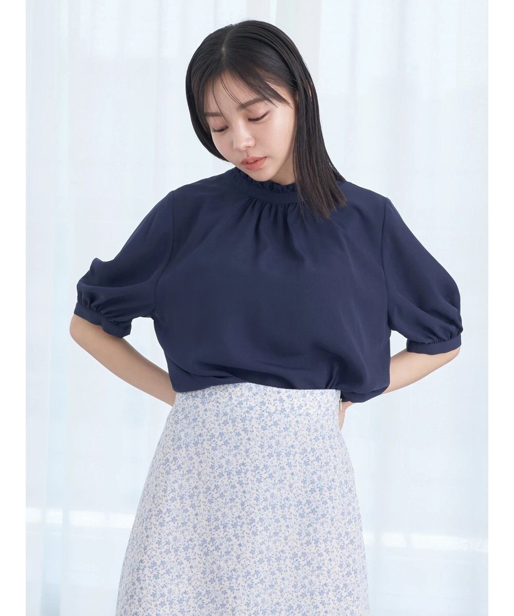 earth music&ecology ２ｗａｙスタンドフリル半袖ブラウス 