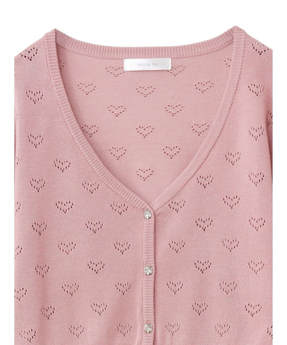 Green Parks ・ｓｗｉｎｇ　ｂｙ　ハート柄スカシニットカーディガン 