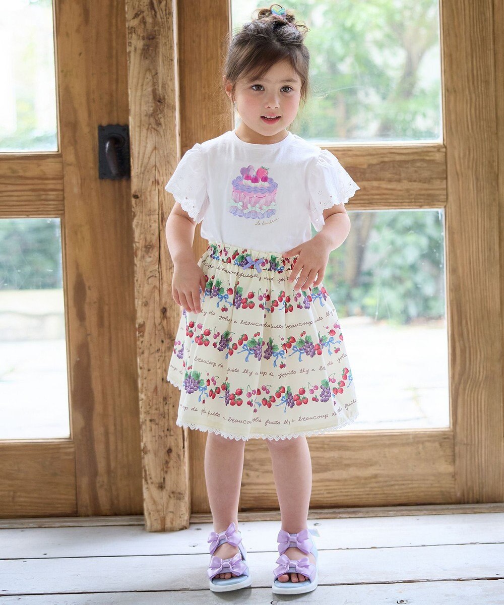 ANY KIDS 袖レース ケーキプリント Tシャツ 