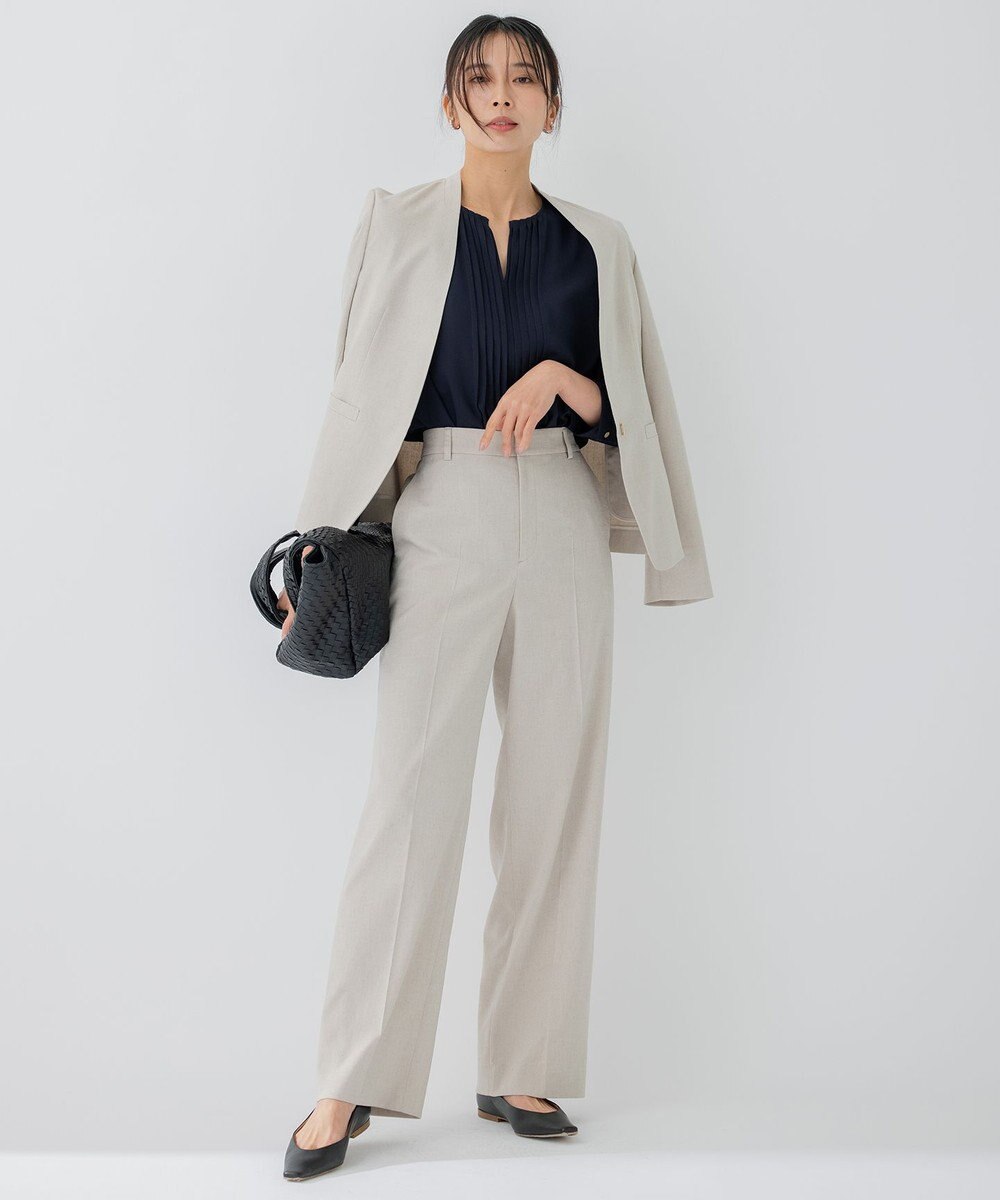 23区 S 【洗える】 バックサテンアムンゼン キーネック ブラウス 