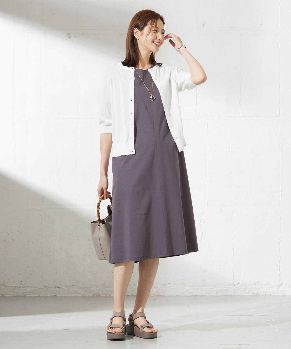 J.PRESS LADIES L 【WEB限定カラーあり・洗える・接触冷感】コットンスムース ワンピース 