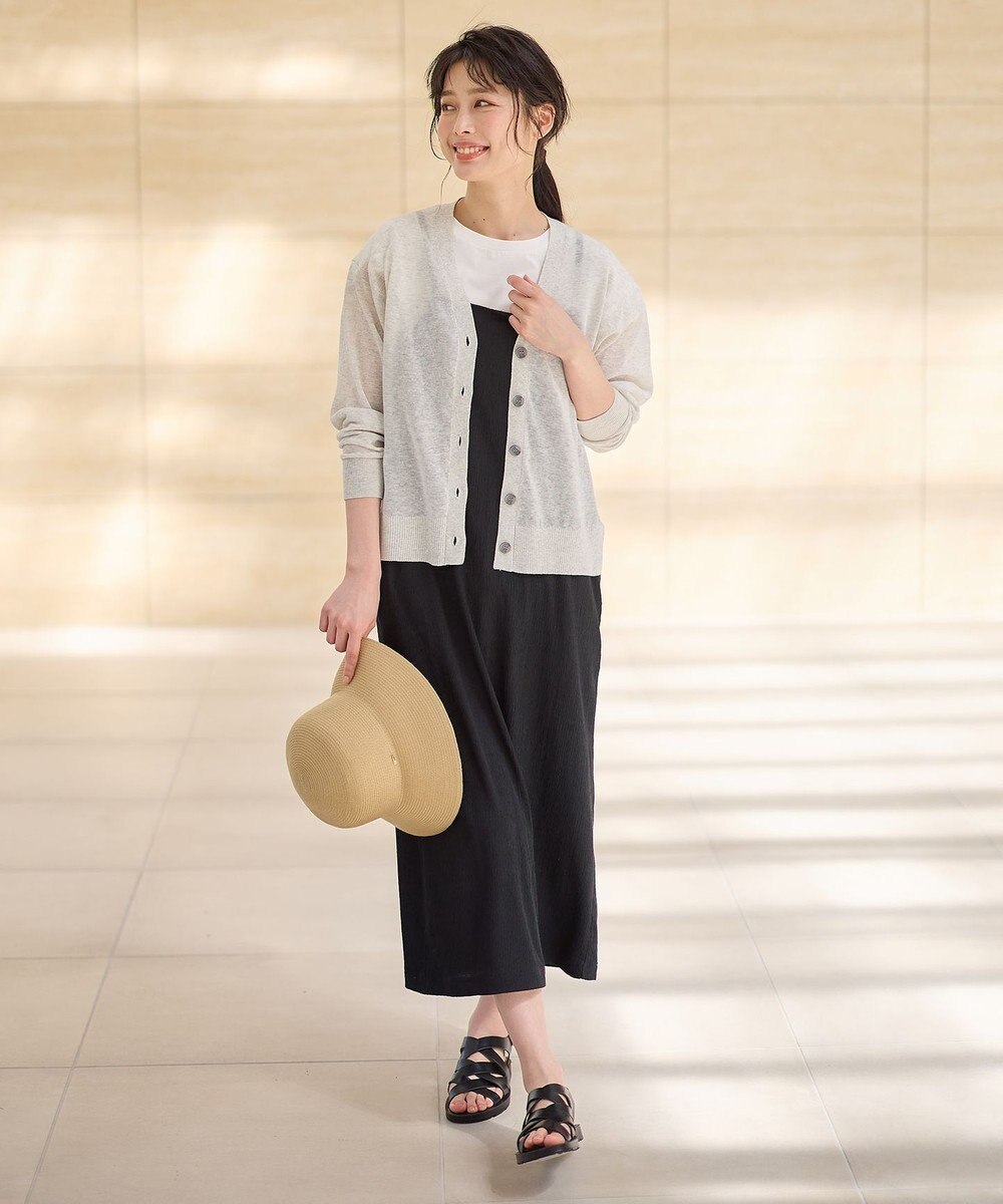 ANY L 【洗濯機可/接触冷感/アンチピリング】シアーニットVネックカーディガン 