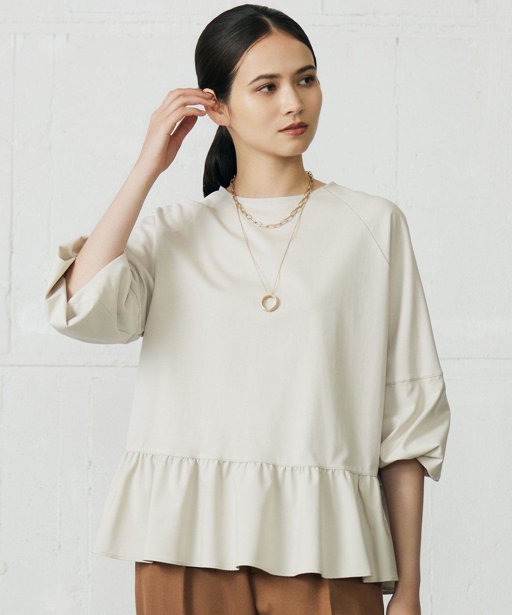 自由区 L クリアコットンポンチペプラム カットソー 