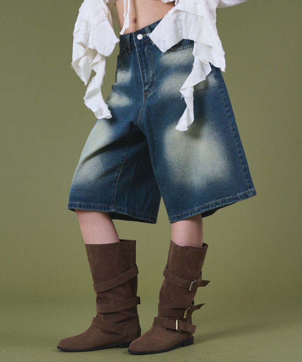 WEGO バックフラップポケットデニムハーフパンツ 