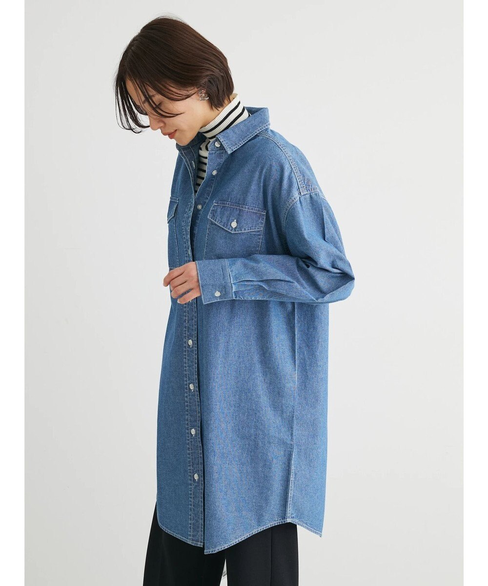 Green Parks ミディ丈デニムシャツワンピース 