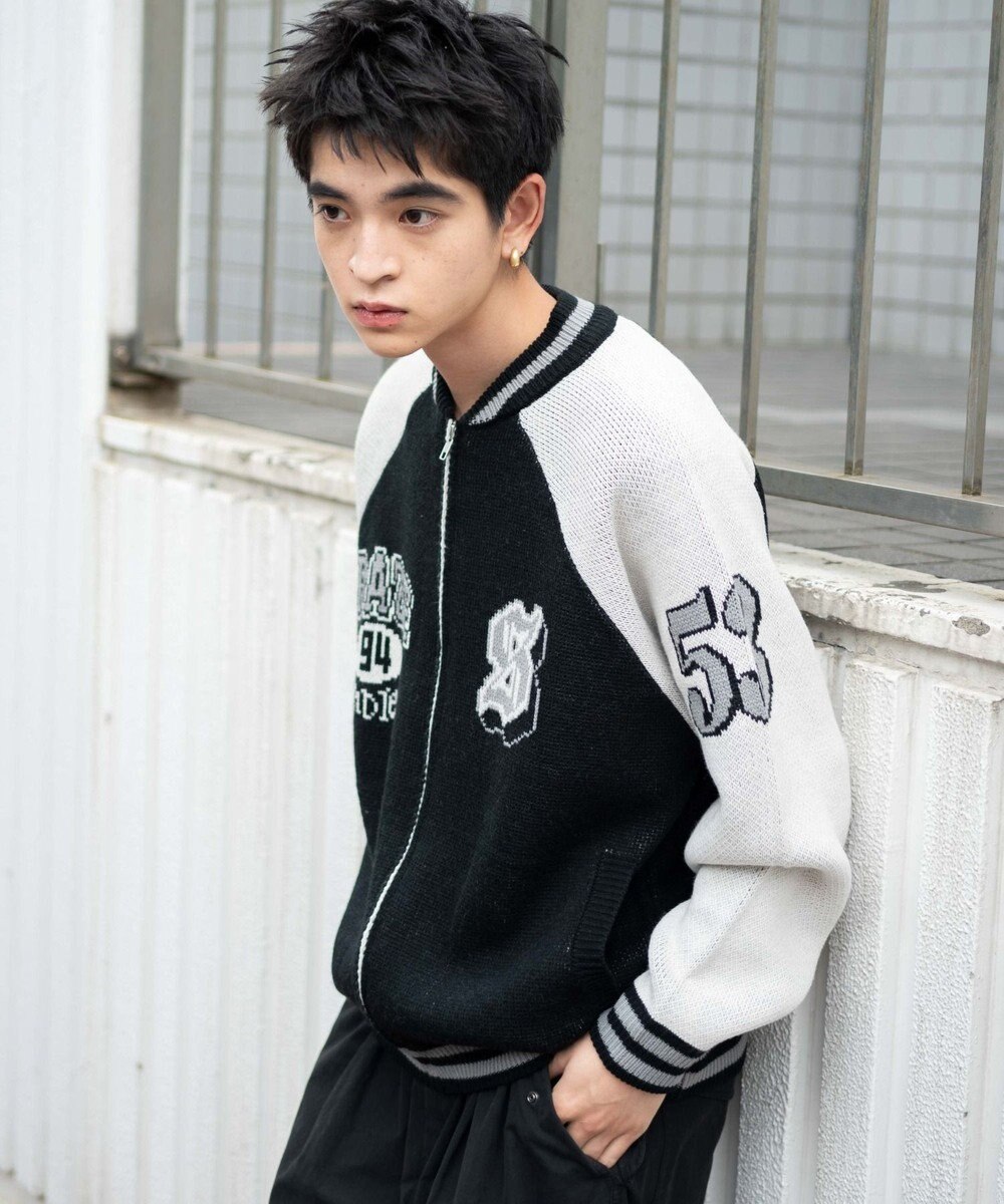 WEGO 【ユニセックス着用ITEM/MLサイズ展開】ジャガードニットスタジャン 