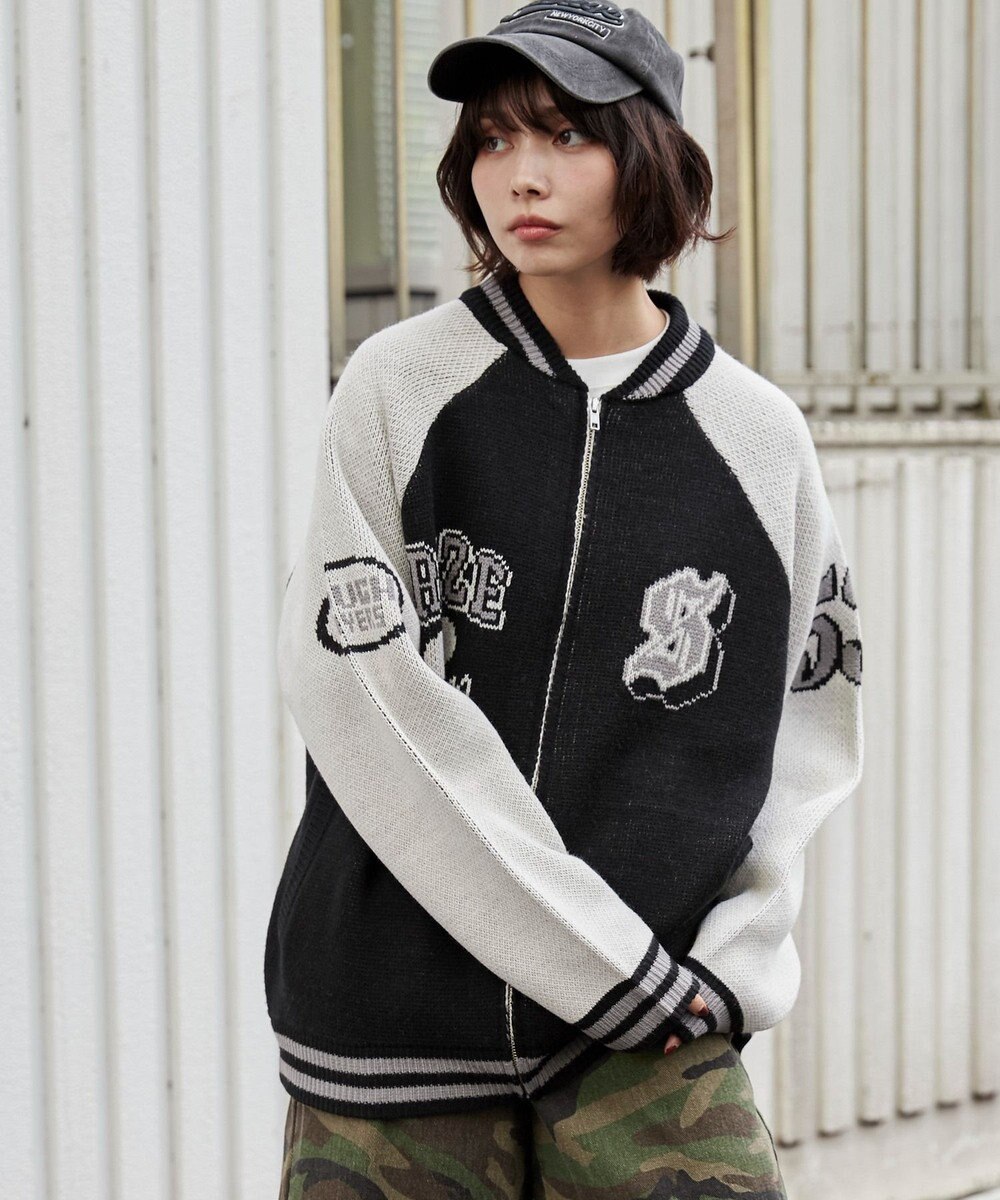 WEGO 【ユニセックス着用ITEM/MLサイズ展開】ジャガードニットスタジャン 