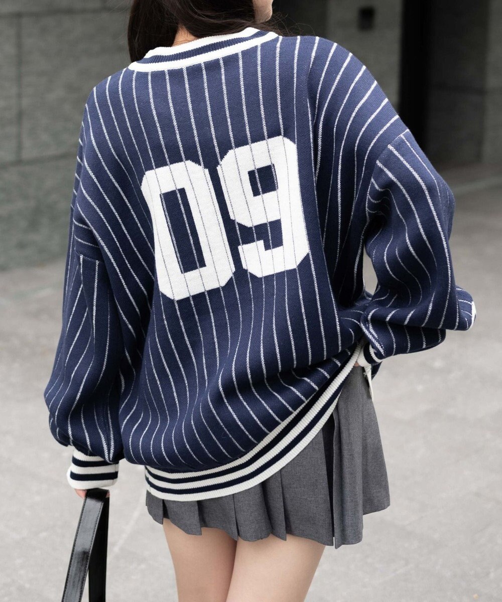 WEGO ベースボールグラフィックプルオーバーニット 