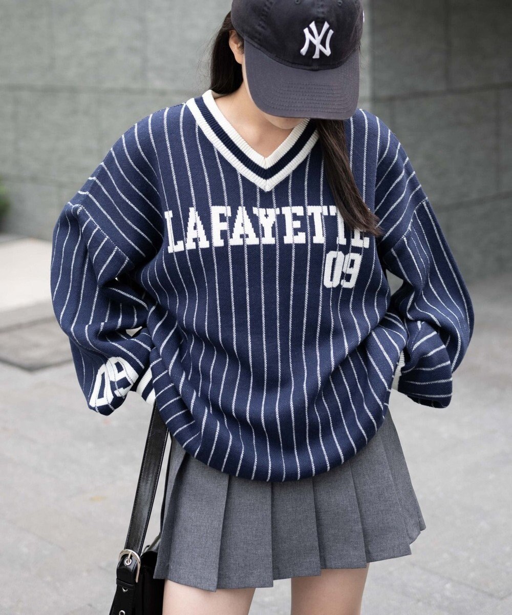 WEGO ベースボールグラフィックプルオーバーニット 