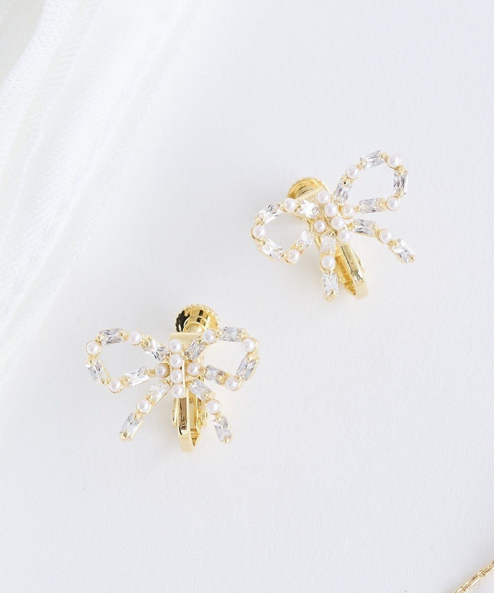 Maison de FLEUR ビジューリボンイヤリング 