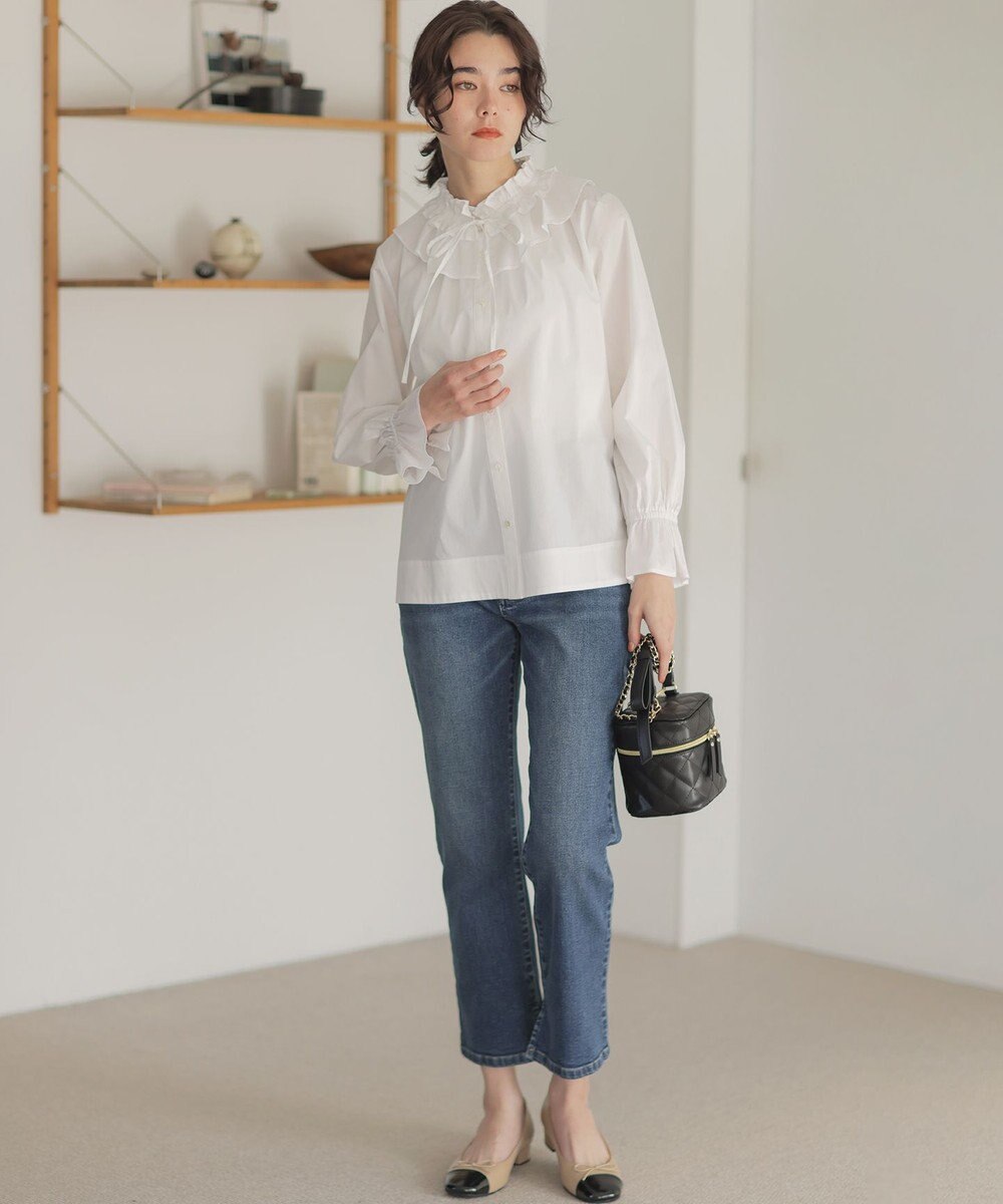組曲 【2WAY】エアリーシャーティングフリル襟 ブラウス 