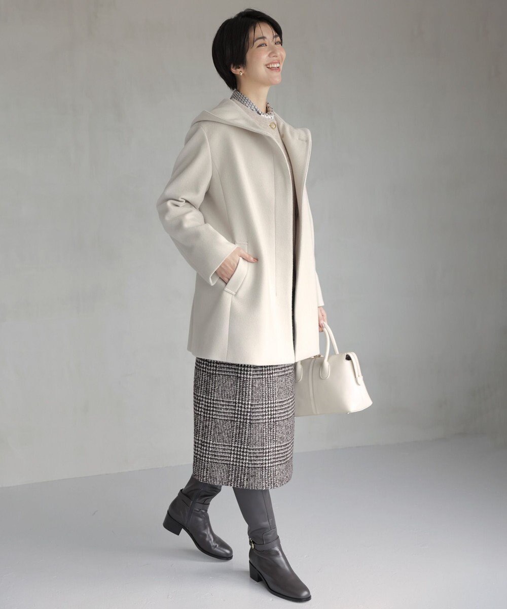 J.PRESS LADIES L ショートビーバー フーデット コート 