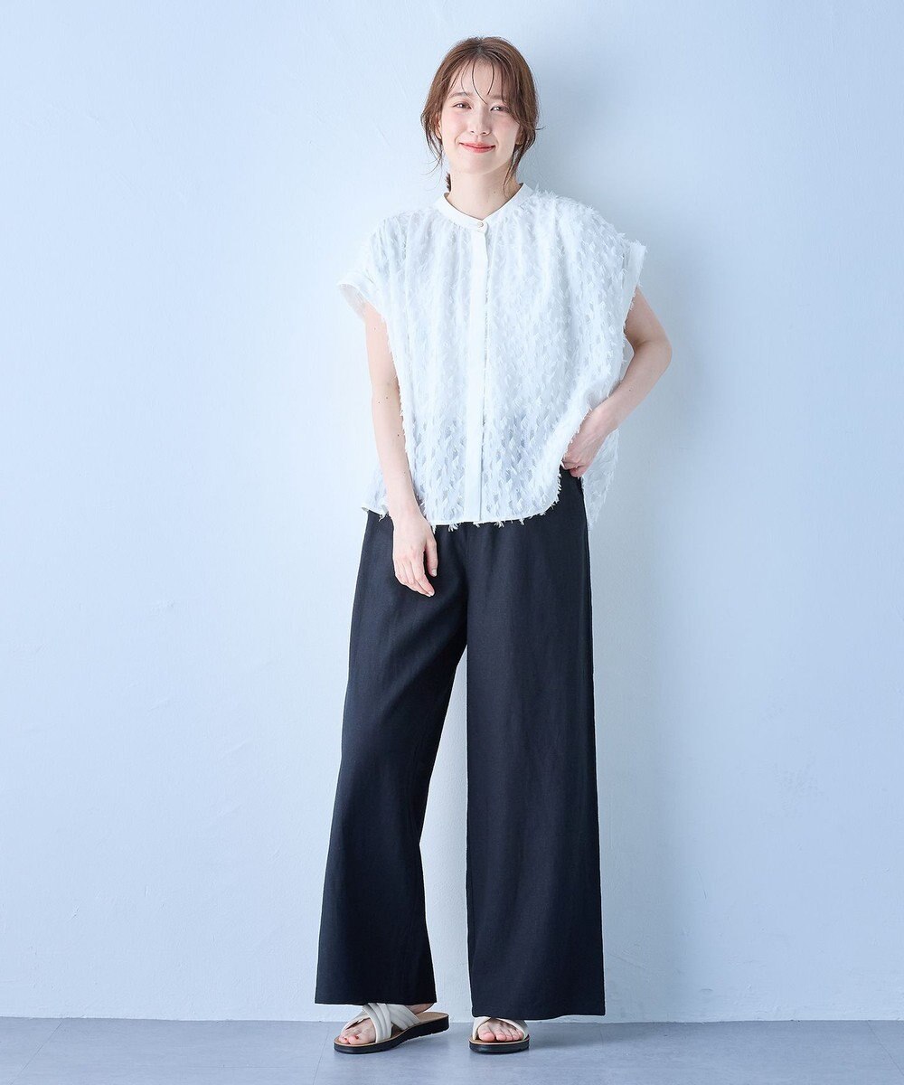 ANY 【洗濯機可】フェザーカットジャガードブラウス 