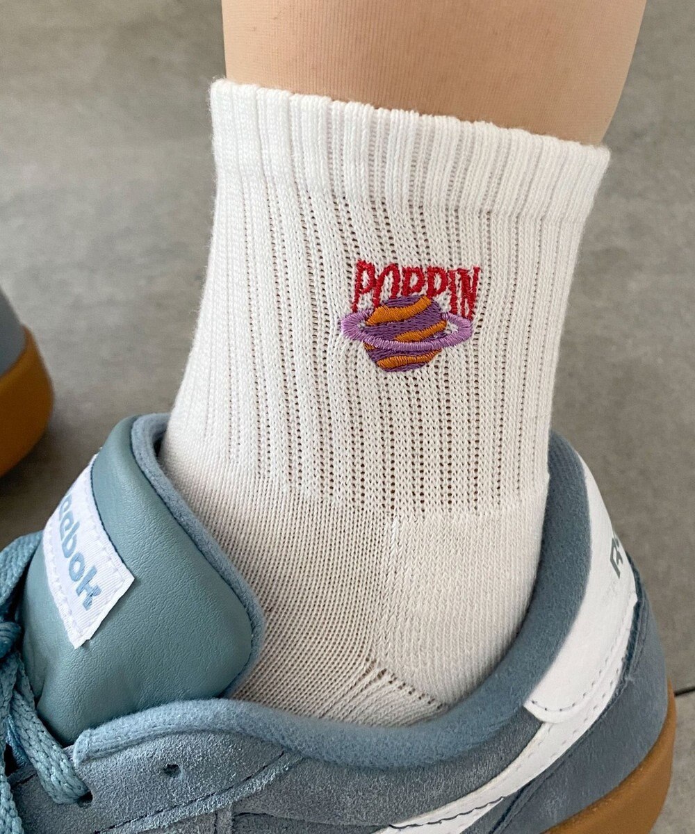 WEGO モチーフ刺繍アンクル底パイルソックス 