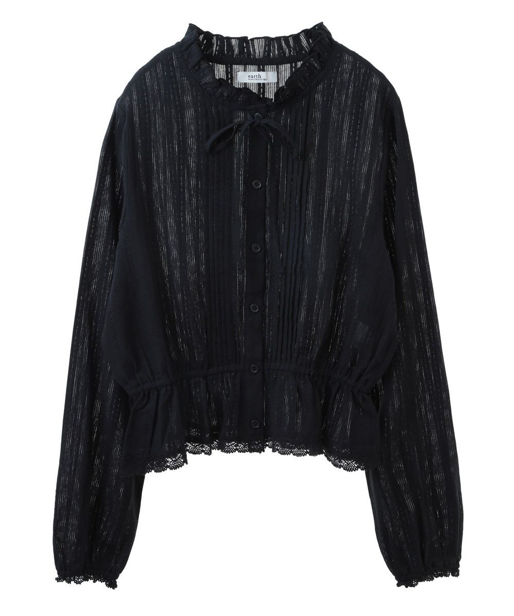 earth music&ecology ピンタックフリルブラウス 