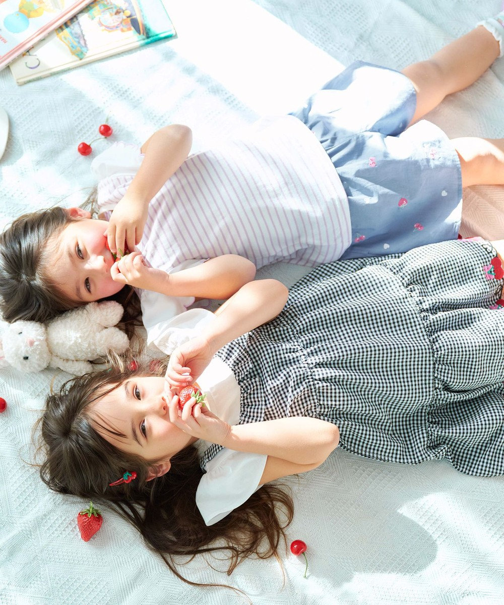 ANY KIDS 袖スカラップ ボーダーTシャツ 